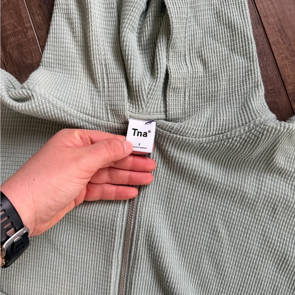 Women's Green Zip-Up Hoodie - Picture 3 of 3